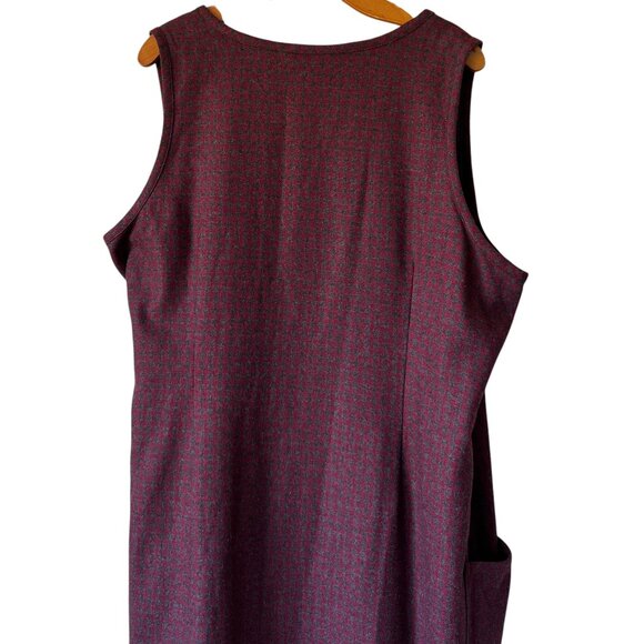 Eddie Bauer Wrap Maxi Dress V Neck Fringe Hem Plaid Sleeveless Lined Wool Blend - Picture 6 of 16